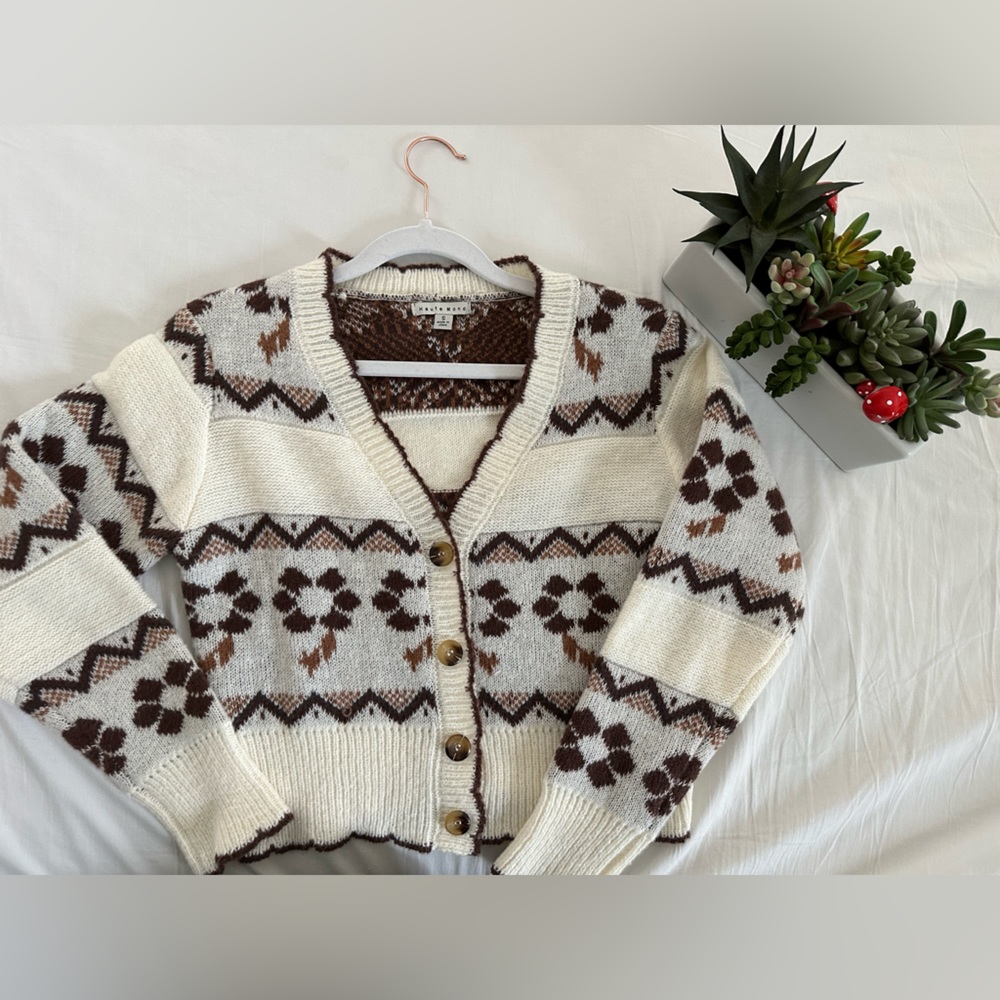 VINTAGE PRINT KNIT CARDIGAN — Haute Monde